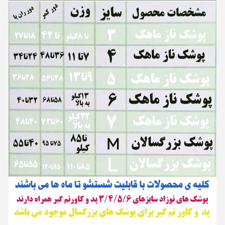 پوشک دایمی قابل شستشونازماهک سایز5(پد وکاور نم گیردارد )