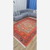 فرشینه مخمل ترک طرح فرش هلنا لاکی نارنجیU111